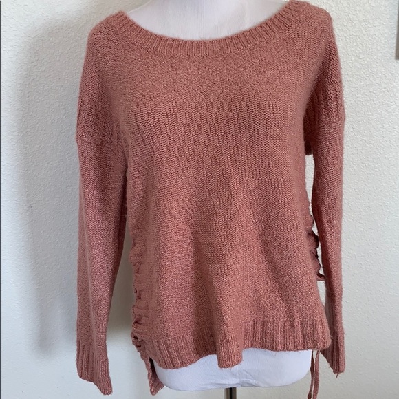 Pink side tie sweater - Picture 4 of 10
